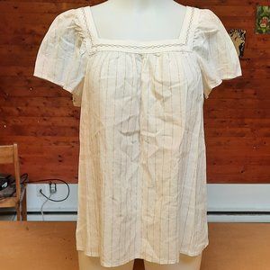 NWT Linen White Flowy Top